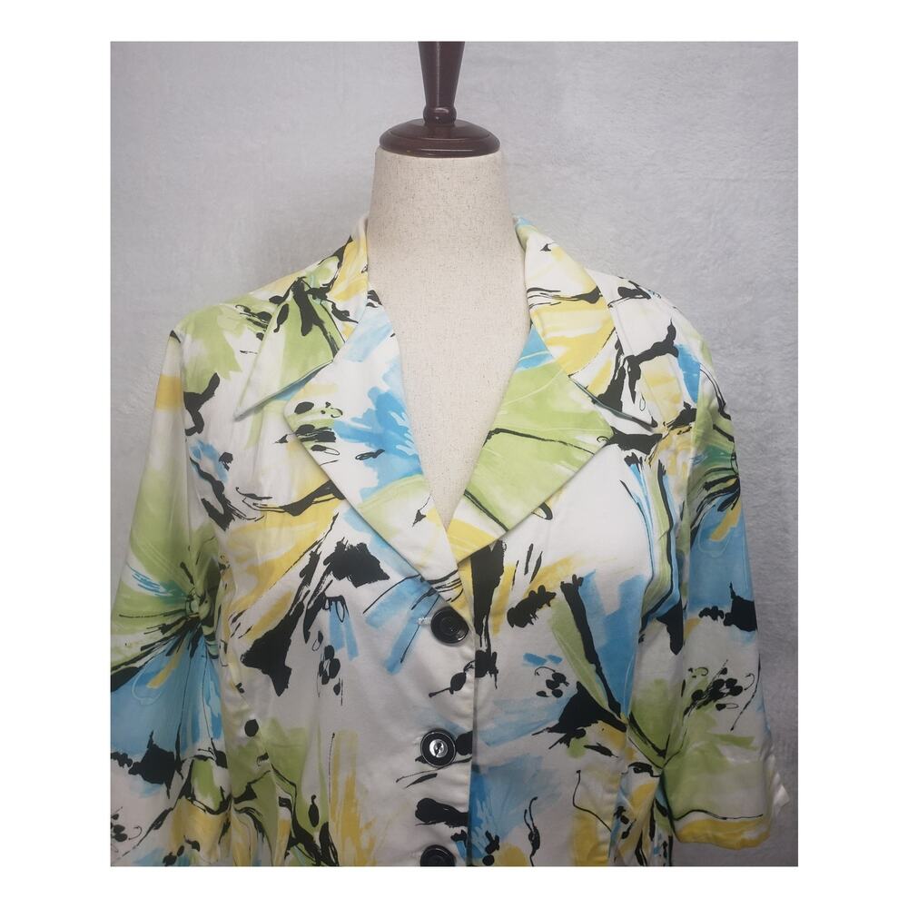 Vintage 90s Dress Barn Floral Career Jacket Plus 2X Boxy Artsy Topper Blazer